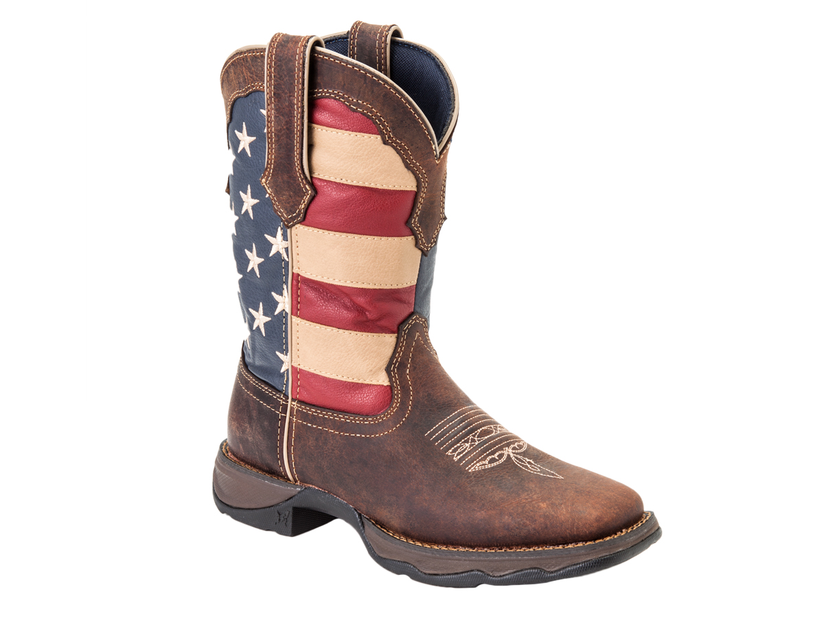 Durango RD3446 Lady Rebel Texas Flag Pull-On Boot in Western Brown